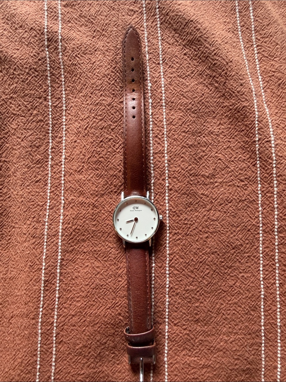 Daniel Wellington Brown Leather Bracelet Watch with White Dial